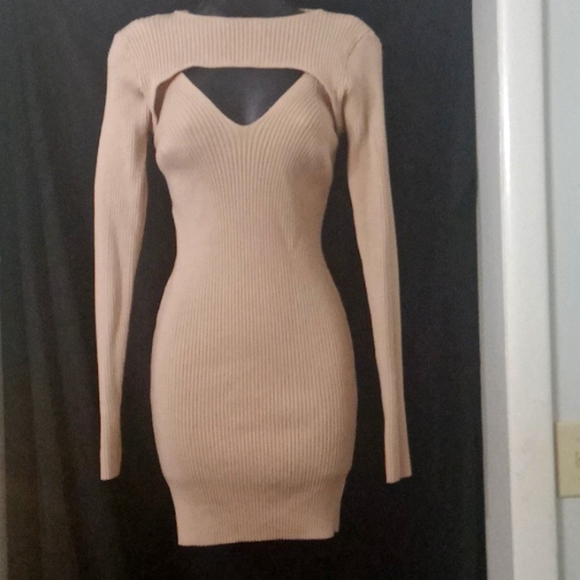 KTK Large Ribbed Beige Dress - Picture 1 of 2